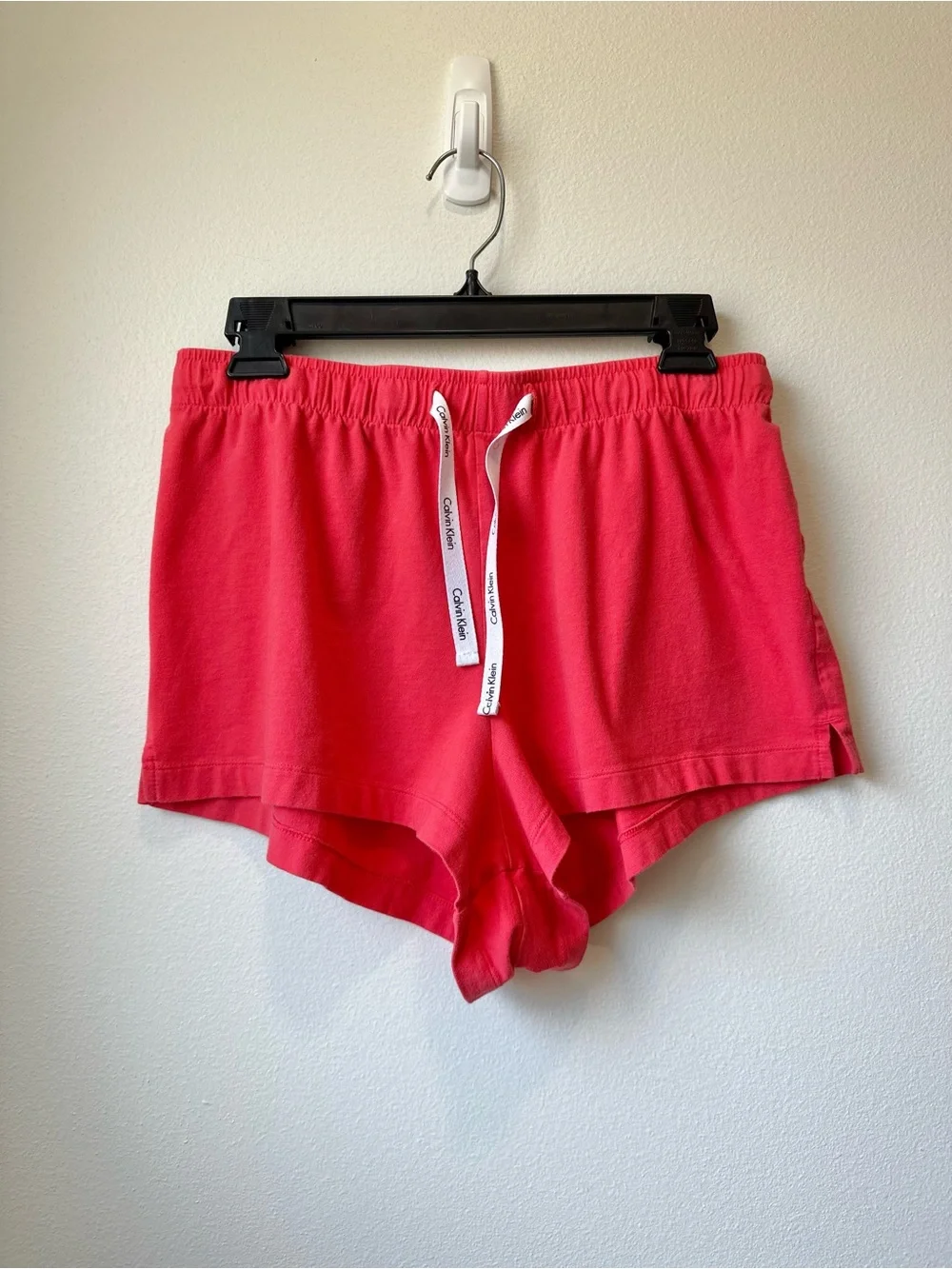 Calvin Klein Women's Bright Red Lounge Shorts with Branded Drawstring
